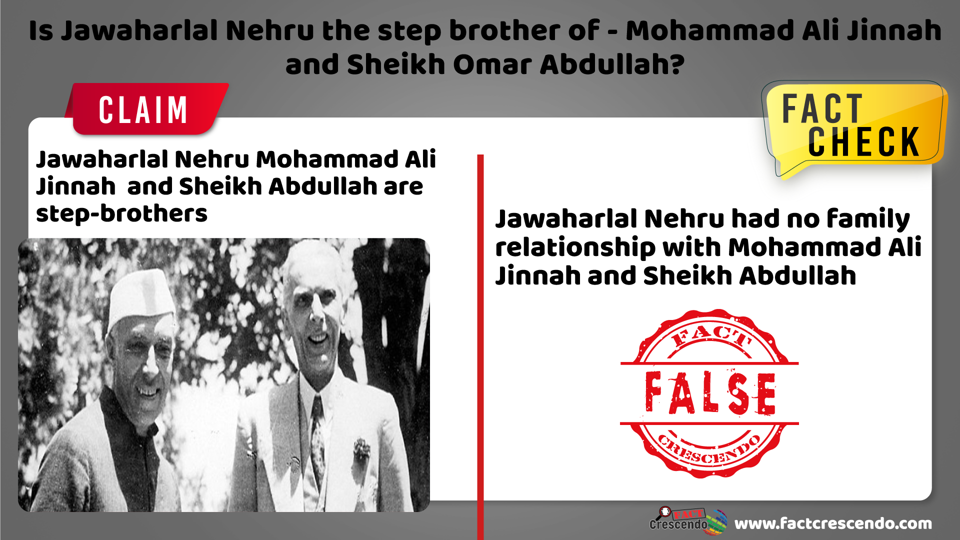 Is Jawaharlal Nehru the step brother of - Mohammad Ali Jinnah and ...