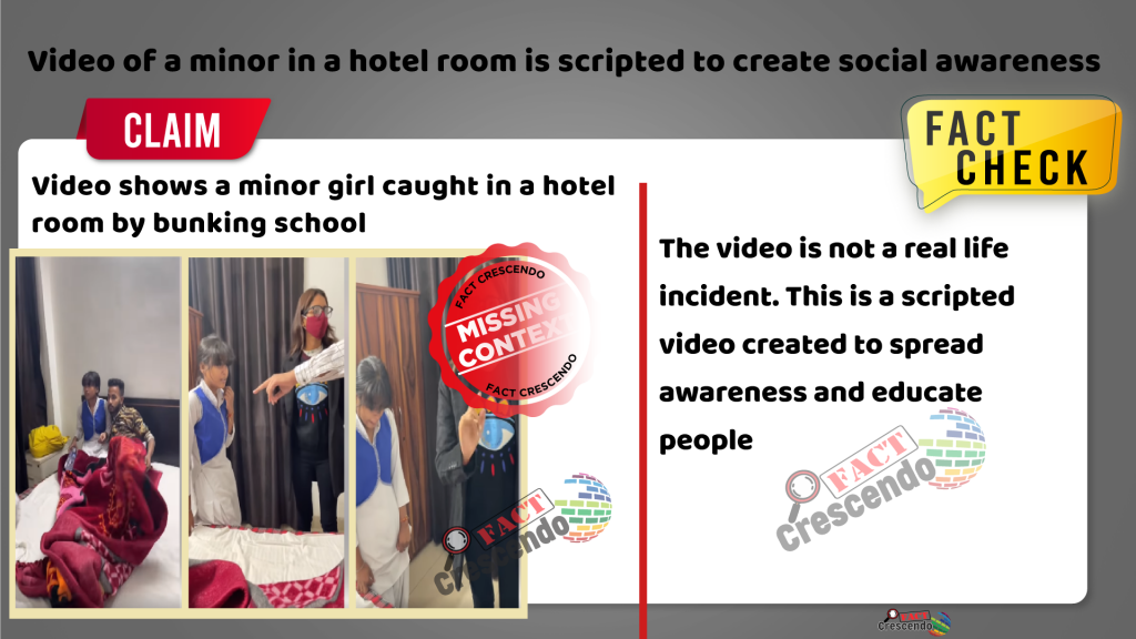 1024px x 576px - Video purportedly shared as School Girl Caught in Hotel Room by her teacher  is Scripted; Read the Truth hereâ€¦ - FactCrescendo | The leading  fact-checking website in India