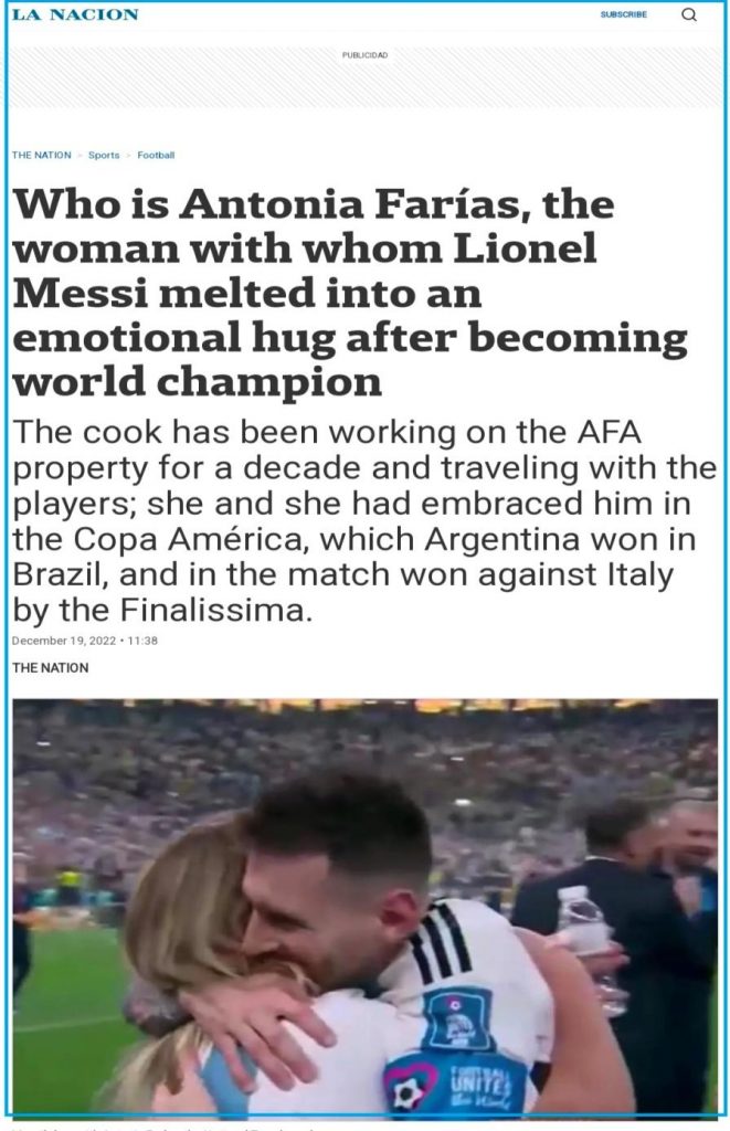 Who is Antonia Farías, the woman who hugged Lionel Messi after he won the  2022 World Cup? - AS USA