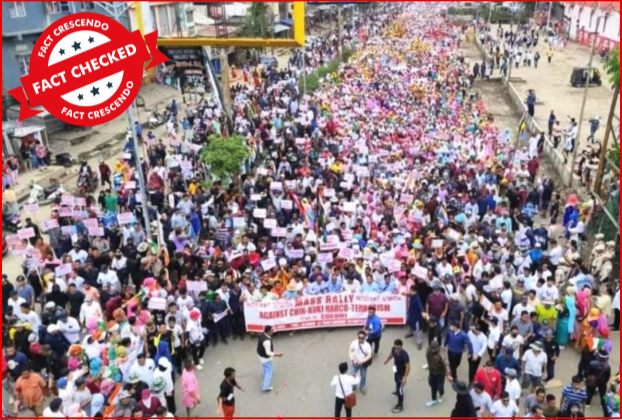 असंबंधित तस्वीर को मणिपुर वायरल वीडियो आरोपियों के समर्थन में रैली के नाम से शेयर किया गया है। – FactCrescendo | The leading fact-checking website in India